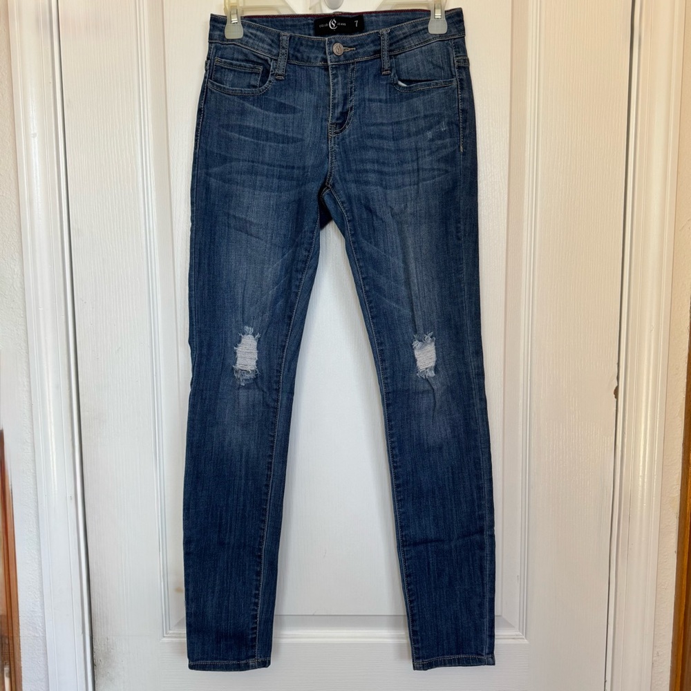 Distressed Women's Blue Jeans